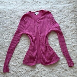 Foxcroft Fuchsia Ribbed Cardigan